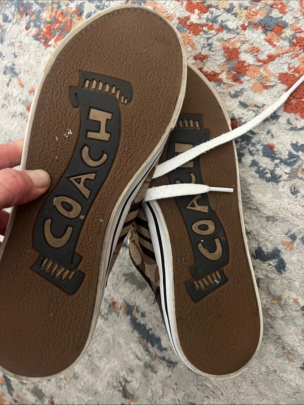 Coach Brown Signature Canvas Low-Top Sneakers with White Laces - Picture 2 of 4
